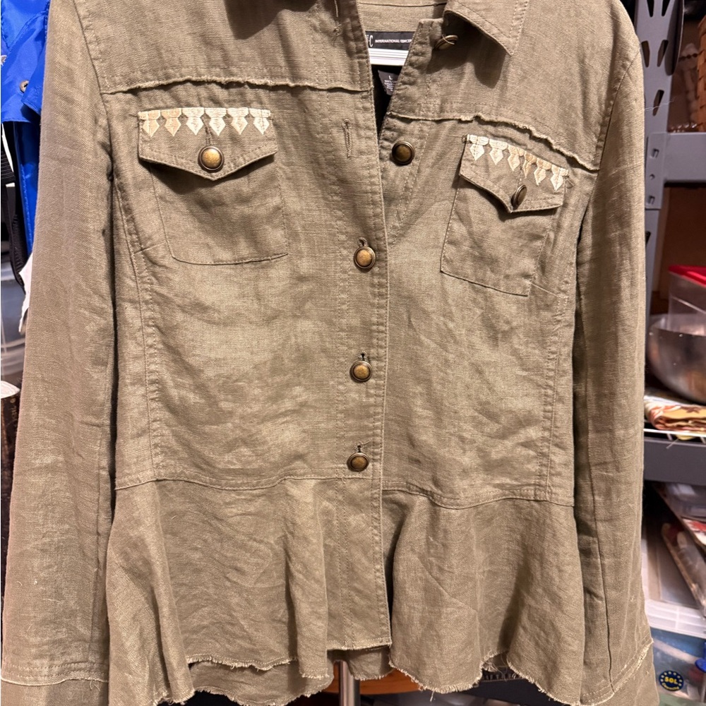INC International Concepts Khaki/ green 
Utility Jacket